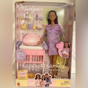 Rare 2002 African American Happy Family Midge & Baby Barbie NRFB New In Box